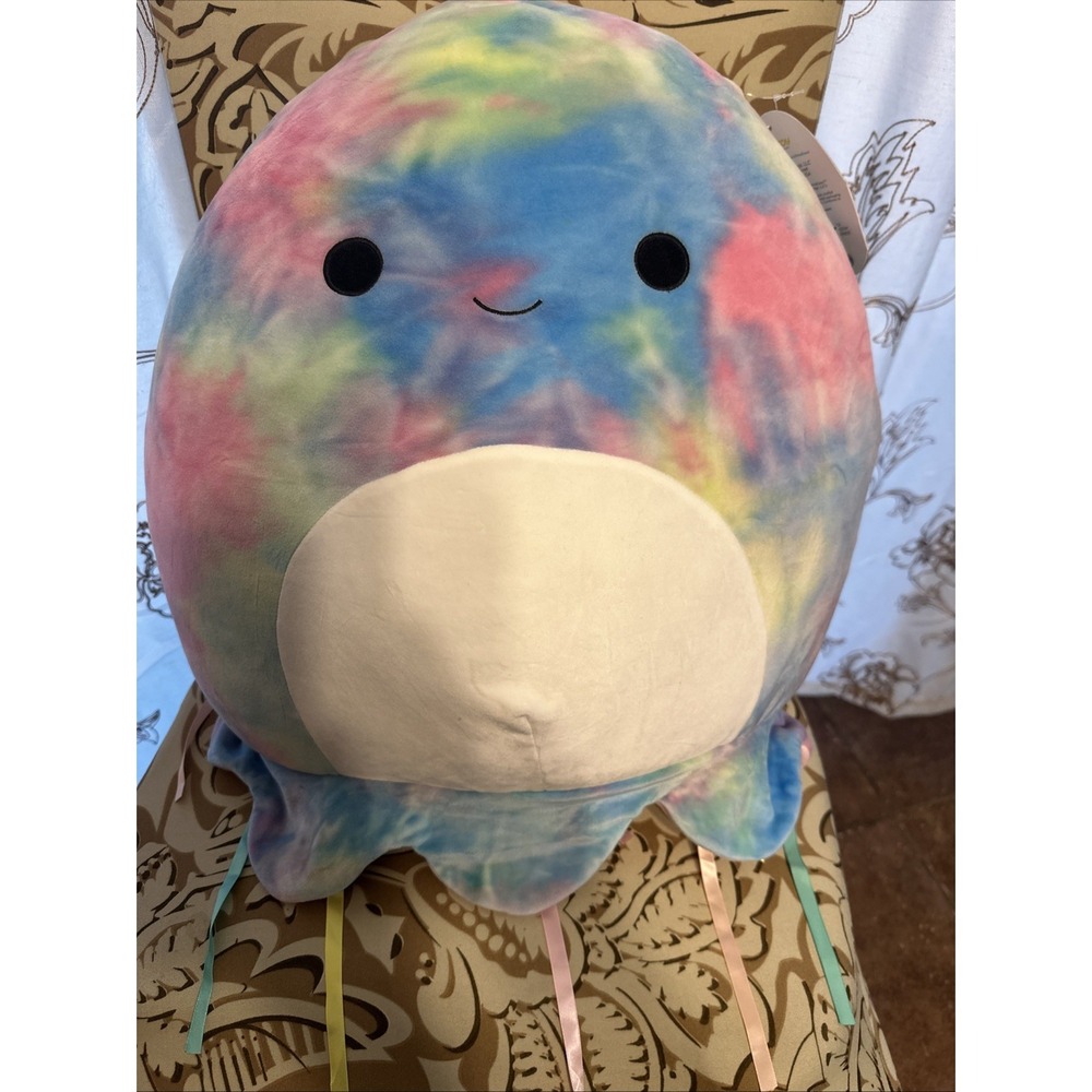 Squishmallows Kellytoy Janet the Jellyfish 20 Inch Plush Tie Dye Multicolor NWT